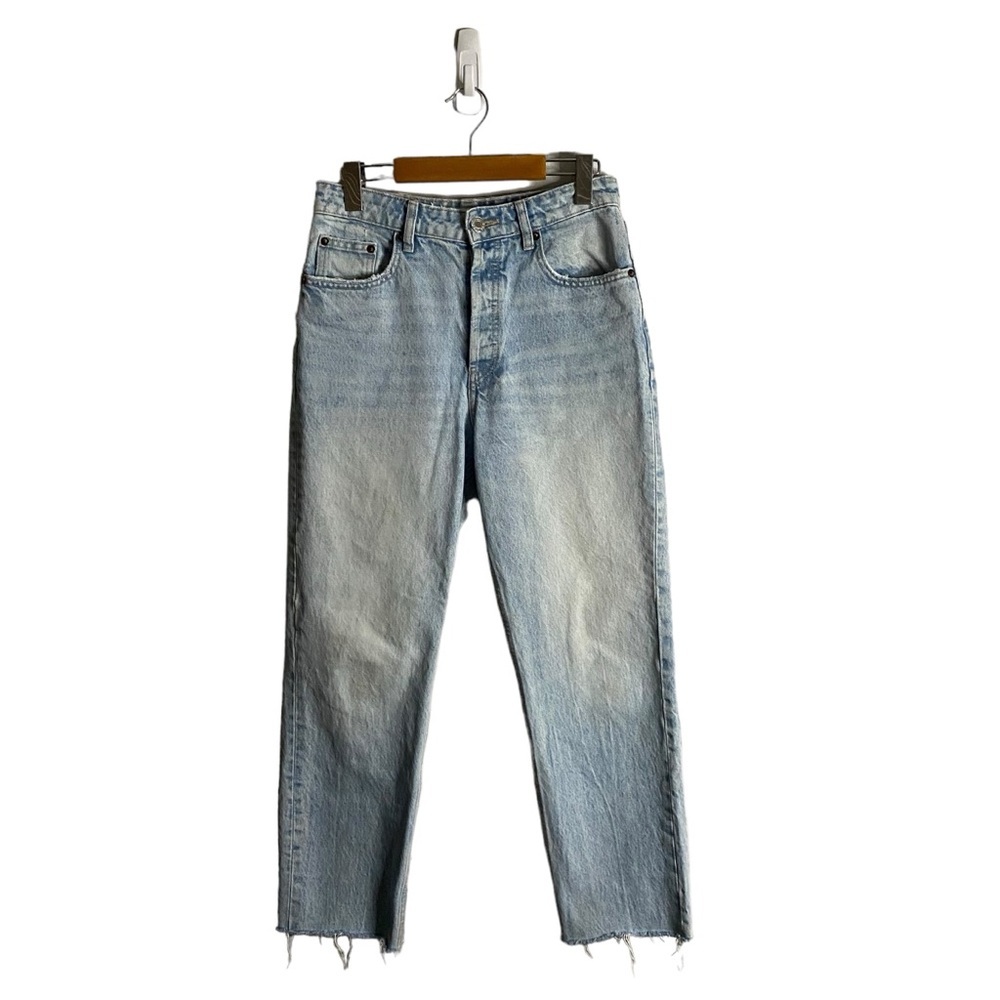 Zara Women’s Light Wash High Waisted Butterfly Denim Jeans